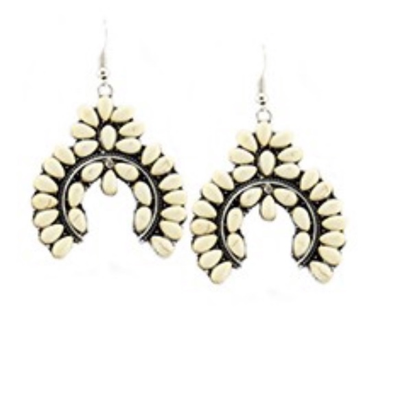 Faux Ivory Squash Blossom Earrings - Picture 2 of 3